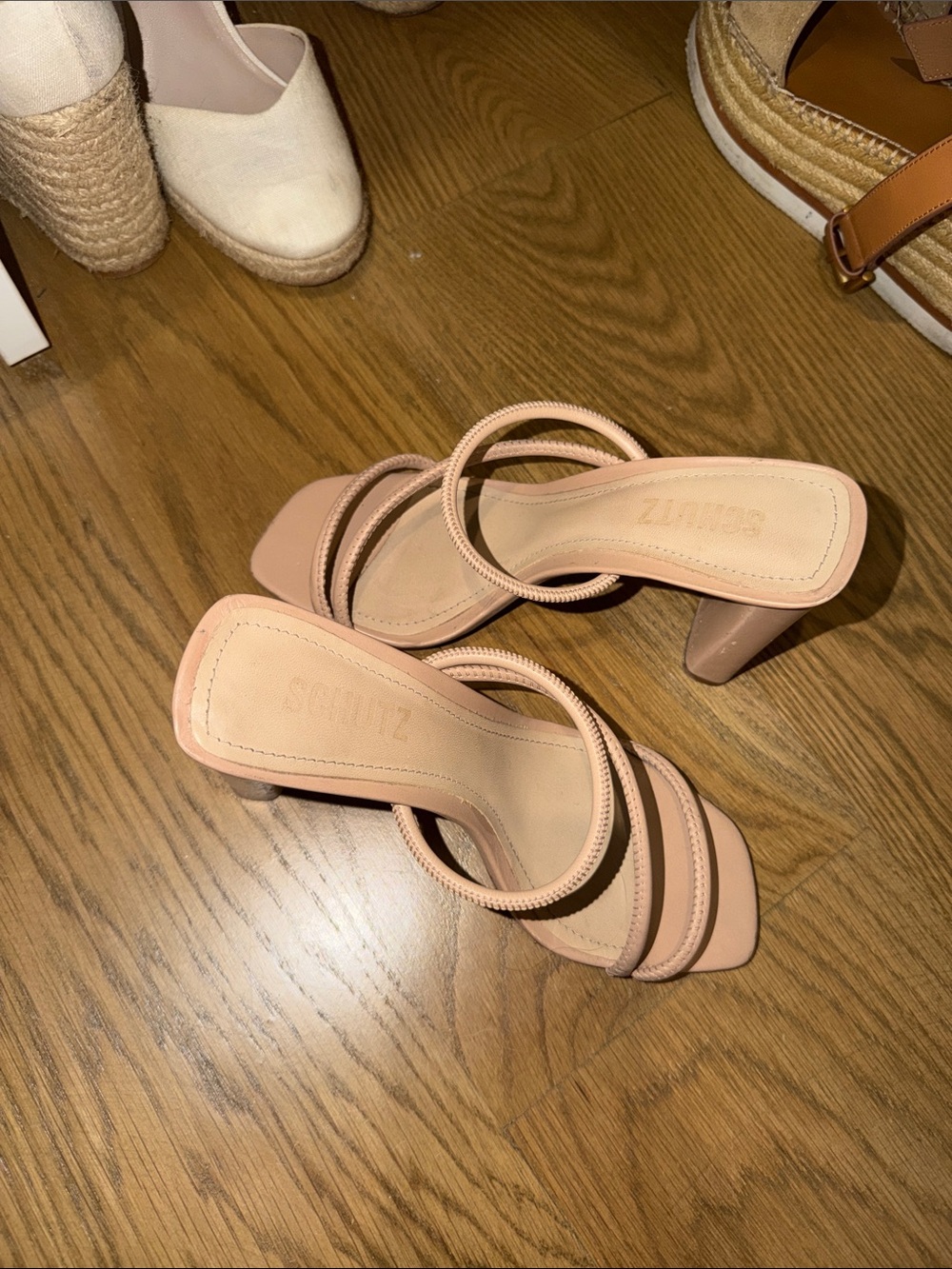 SCHUTZ Blush Strappy Block Heel Sandals